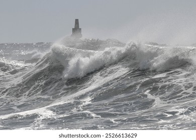 Big stormy breaking waves. Northern portuguese rocky coast in a sunny evening. - Powered by Shutterstock