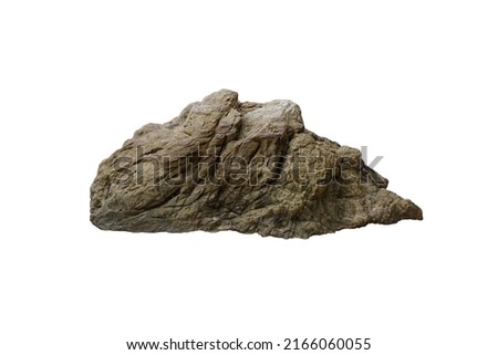 A Big strange sandstone coastal rock for outdoor garden decoration. Cut out reef stone isolated on white background.