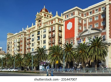 Big Street In Malaga City Center, Spain