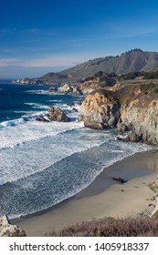 Big Sur California Waves On Cliffs