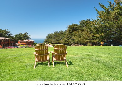 Big Sur, California/USA - May 1, 2020  Gateway To Big Sur. Ragged Point Inn Resort, California Coastline