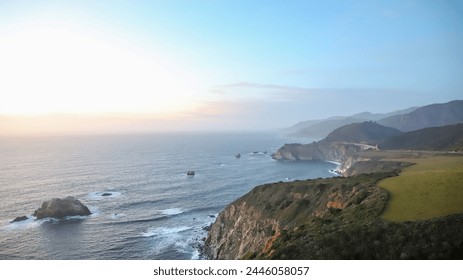 Big sur, Monterey, California, coastal lifestyle, central California, northern cali, Bixby creek bridge, sunset, sunrise, beach fun, coastal bluffs, fog, beautiful landscape,  - Powered by Shutterstock