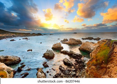 Big Sur Pacific Ocean Coast At Sunset