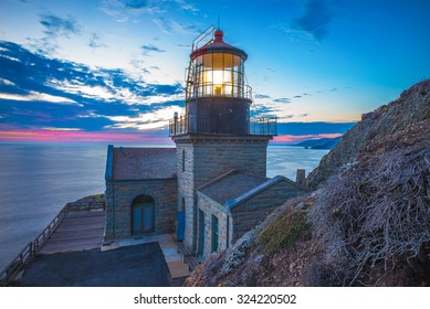 Big Sur.  Point Sur Lighthouse At Sunset.