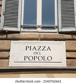 Big Text PIAZZA DEL POPOLO That Means Peoples Square In Rome In Italy