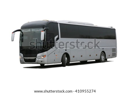 big tourist bus on white background
