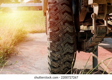 Big Tractor Wheels.tractor Tire, Selective Focus.