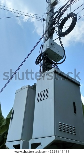 Big Transformer Power Cord Light Pole Stock Photo Edit Now 1198643488