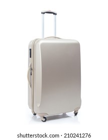 Big Travel Suitcase On Wheels Isolated White