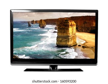 Big Tv Screen With Beautiful Australian Landscape..