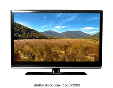 Big Tv Screen With Landscape