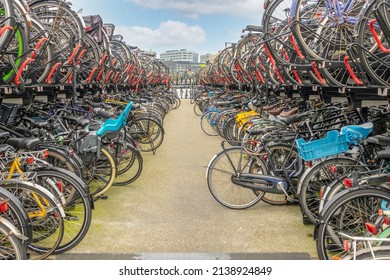 Big Two-Levels Bicycle Parking in Amsterdam