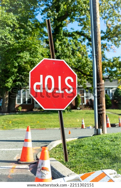 Big Upside Down Stop Sign That Stock Photo 2211302151 | Shutterstock