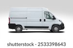 Big Van with white color side view isolated on white background	