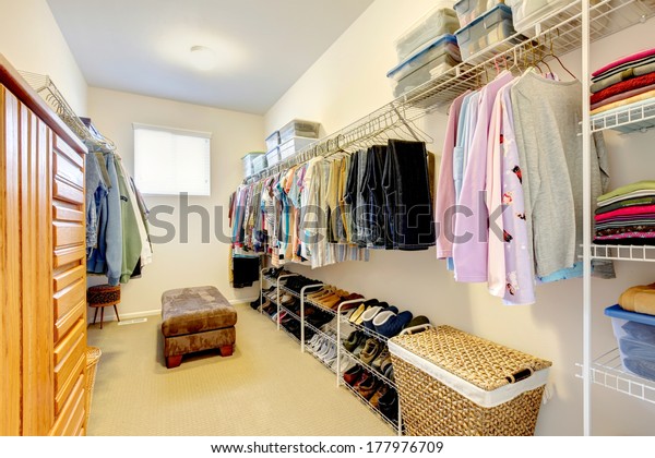 Big Walkin Closet Shelves Clothes Shoes Interiors Stock Image