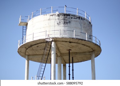 Big water tank in village, water supply