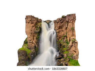 Big waterfall isolated on white background