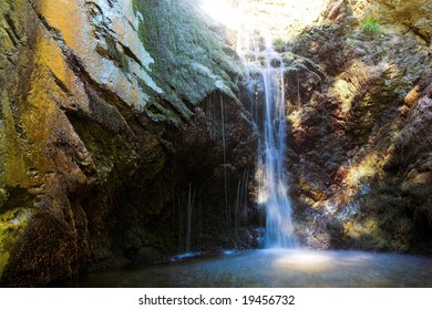 Big Waterfall In Mountains Of Troodos,  Cyprus