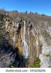 Big Waterfall In Plitvice Lakes National Park In Croatia