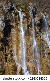 Big Waterfall In Plitvice Lakes National Park In Croatia