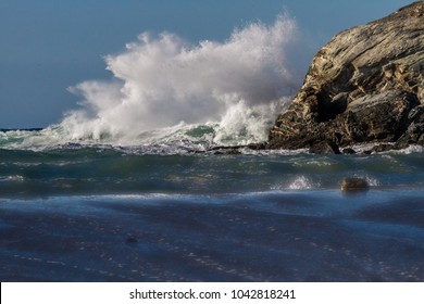 Big Waves explode on Shark rock on Catalina island 