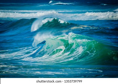Big Waves. Full frame ocean. Roaring forties winds create large waves on Tasmania's wild west coast. Sea water background.
