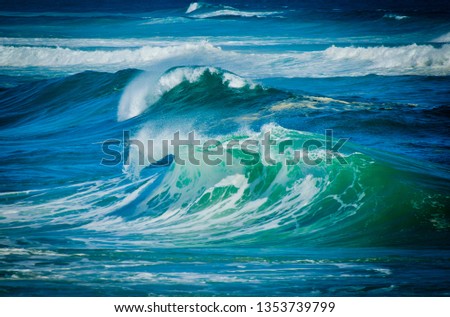 Similar – Image, Stock Photo the surf foams, roars and swells as seen from above