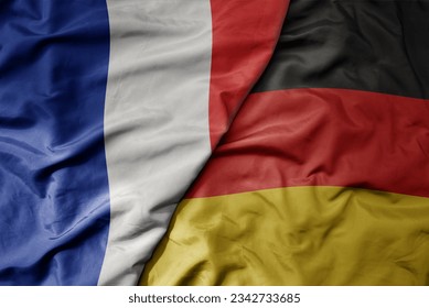 big waving realistic national colorful flag of france and national flag of germany . macro - Shutterstock ID 2342733685