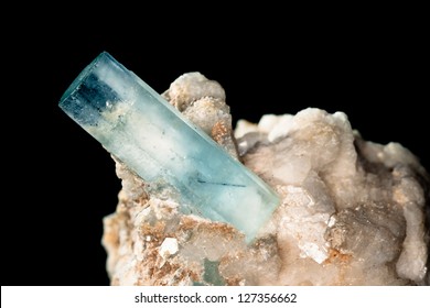 Big Well Formed Aquamarine Crystals On Matrix Rock. Birthstone For March. Healers Use Aquamarine For Problems Related To Thymus Gland And Fluid Retention. Found In Pakistan.