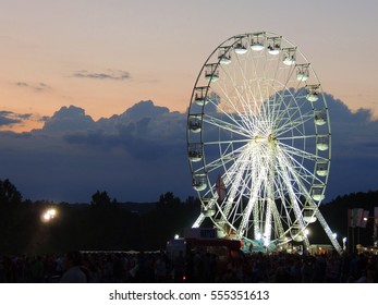 Big Wheel At The 2014 Isle Of Wight Music Festival At Dusk. 