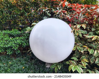 Big White Ball Of Lamp On The Garden