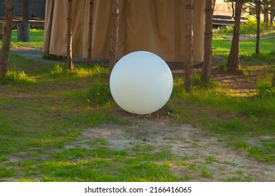 Big White Ball Of Lamp On The Garden