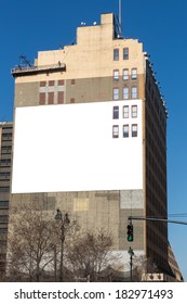 Big White Billboard On The Building.