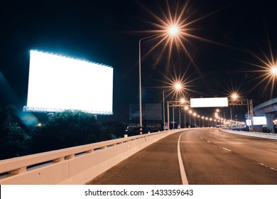 Big White Billboard On Highway.