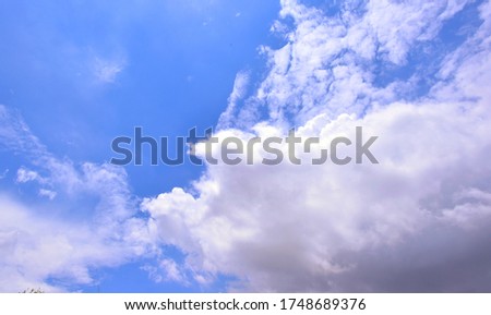 Big white cloud with the blue sky .The vast blue sky and cloudssky.Beautiful bluesky with clouds background.Sky with clouds weather nature cloud blue.