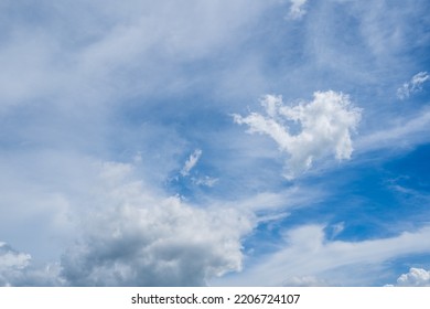 Big White Clouds On The Blue Sky, Nimbostratus Clouds, An Altostratus Cloud