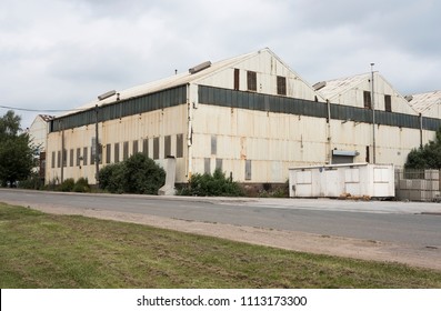 Big White Industrial Factory Building At Stanton Ironworks, Derbyshire, UK