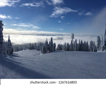 Big White Ski Resort With Low Hanging Clouds