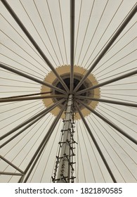 A Big White Tent Roof Structures Were Stood With A Big Steel