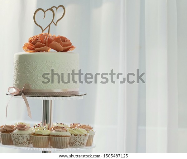 Big White Wedding Cake Pink Roses Stock Image Download Now