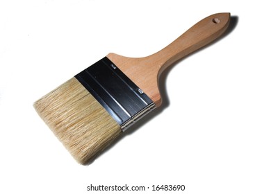 Big wooden painting brush isolated - Shutterstock ID 16483690