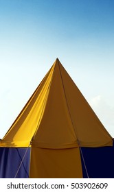 Big Yellow Medival Theme Tent, Standing.