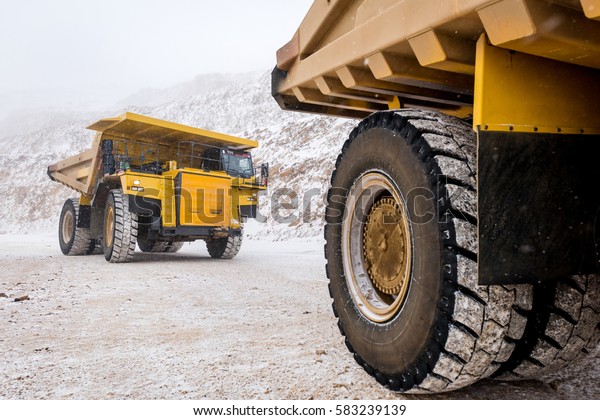 Big yellow mining\
truck