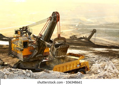 Big Yellow Mining Truck At Worksite