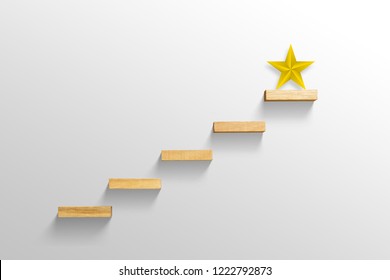 Big Yellow Star On Stair, Business Successful Concept