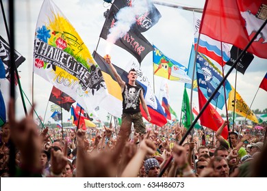 BIG ZAVIDOVO, Russia - July 7, 2012
People Attend Biggest Russian Rock Open-air Festival 