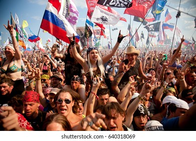 BIG ZAVIDOVO, Russia - July 8, 2012
People Attend Biggest Russian Rock Open-air Festival 