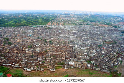 Biggest Slum In Africa (Kibera-Nairobi) From The Skies. Aerial Shot.