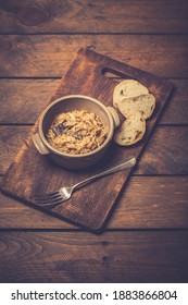 Bigos - Cabbage Stewed With Meat, Dried Mushrooms And Sausage On Old Wooden Background.Traditional Dish Of Polish Cuisine.