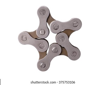 Bike Chain Links Star Isolated On White With Clipping Path